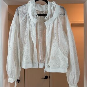 FP Movement by Free People White Eyelet Bomber Jacket